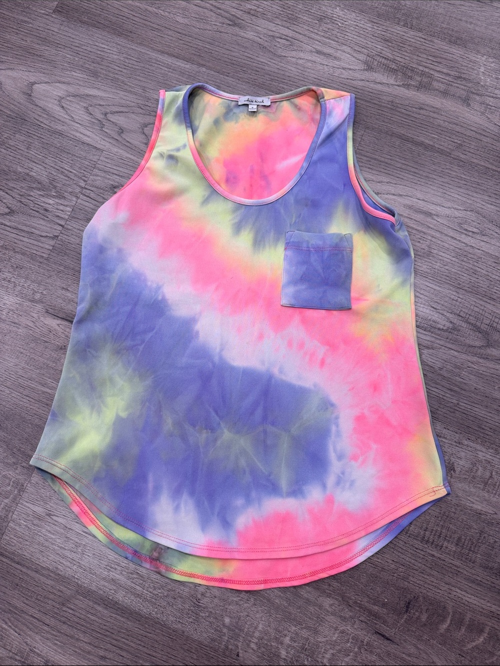 white birch Neon Tie-Dye Scoop Tank Top with Pocket